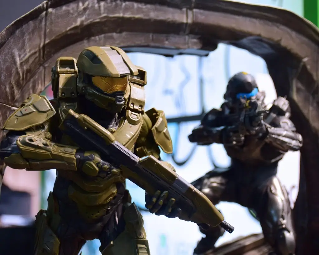 halo master chief, sci-fi landscape, halo ring, futuristic soldier